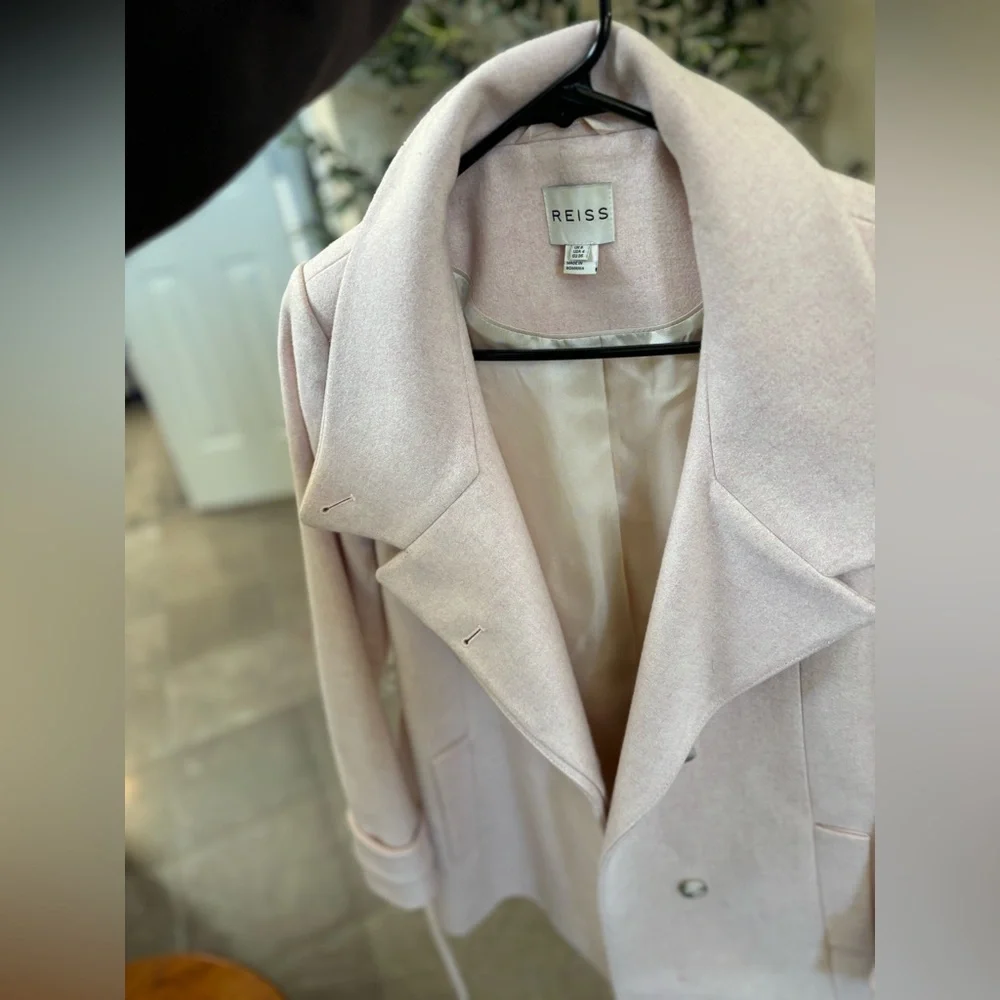 Reiss Women's Light Pink Pea Coat - Picture 2 of 5